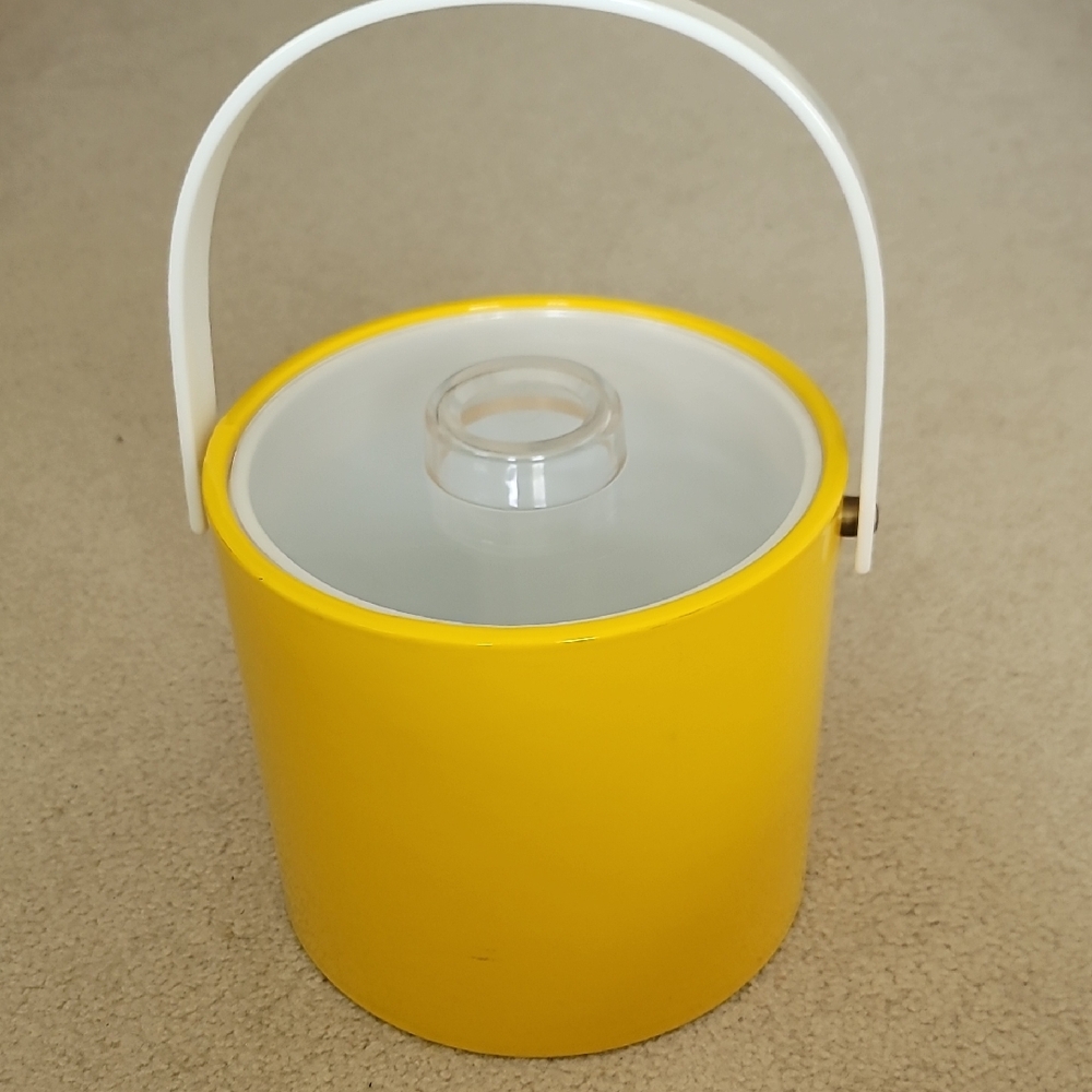 Vintage Shelton-Ware Corp. Yellow Ice Bucket with White Handle